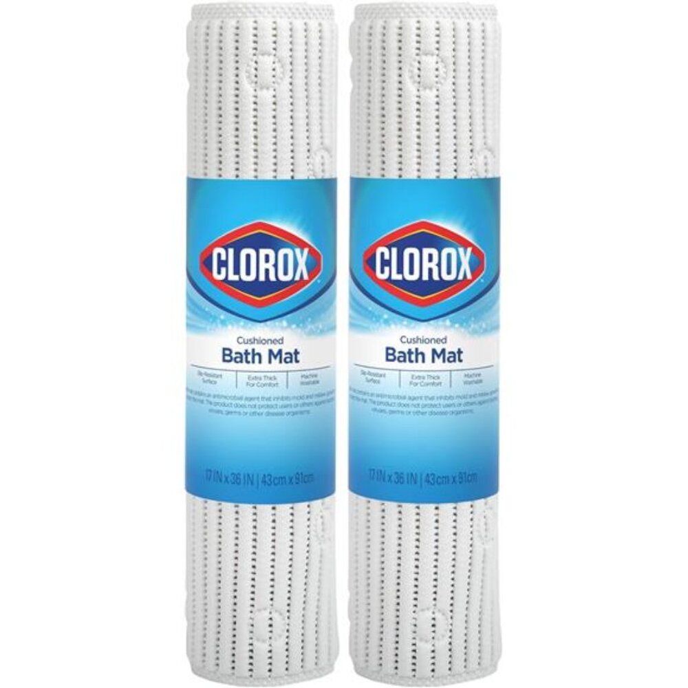 Non Slip Bath Shower Mat Cushioned Suction Cup Antimicrobial Tub Rug 17x36 White